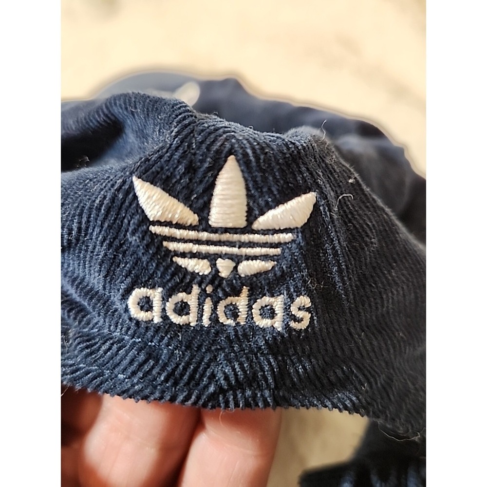 Adidas Hat Cap Adult Adjustable Strap Corduroy Trefoil Panel Blue One Size OSFM - Picture 9 of 9
